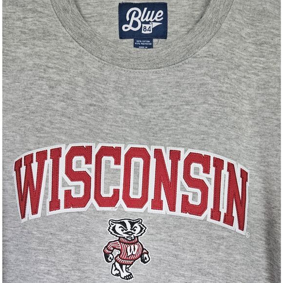 Blue 84 XLarge Vintage Wisconsin Badgers Champion Grey Collegiate Sweatshirt - Picture 4 of 11